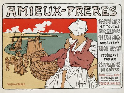 Sardalya ve konserve Amieux-Frères için reklam, Georges Fay tarafından by Georges Fay