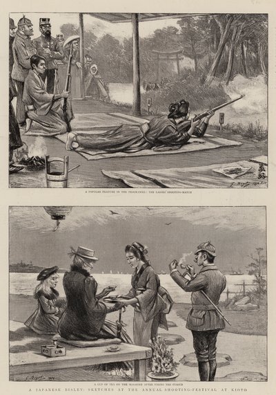 Bir Japon Bisley, Kioto'daki Yıllık Atış-Festivalinde Eskizler by Georges Ferdinand Bigot