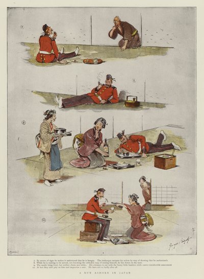 Japonya'da bir karaya koşmak by Georges Ferdinand Bigot