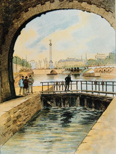 Kanalın Kilidi St. Martin, Paris, 1890 by Georges Fraipont
