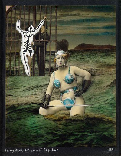 Le mystere est muaf de pudeur (Gizem terbiyeden muaftır), 1935 (kağıt üzerinde kolaj ve guaj) by Georges Hugnet