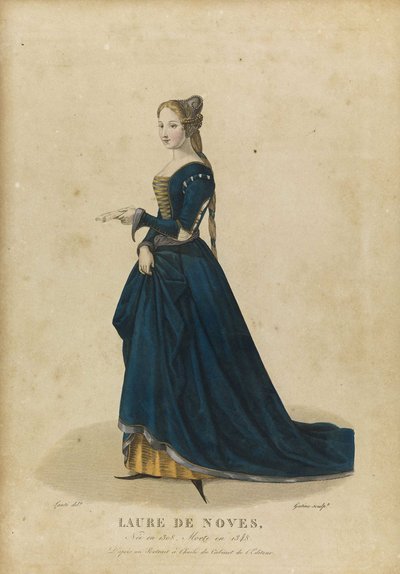 Laure de Sade - Laura de Noves (1310-1348) - Gatin, Georges Jacques (1773-1831) - 18. yüzyılın sonları. - Gravür, sulu boya - Özel Koleksiyon by Georges Jacques Gatine