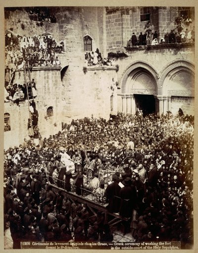 Ayak yıkama töreni, Kutsal Kabir Kilisesi, Kudüs by Georges Jeannin