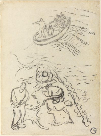 Ağları Boşaltan Adamlarla "Balıkçılar" Çalışması by Georges Lacombe