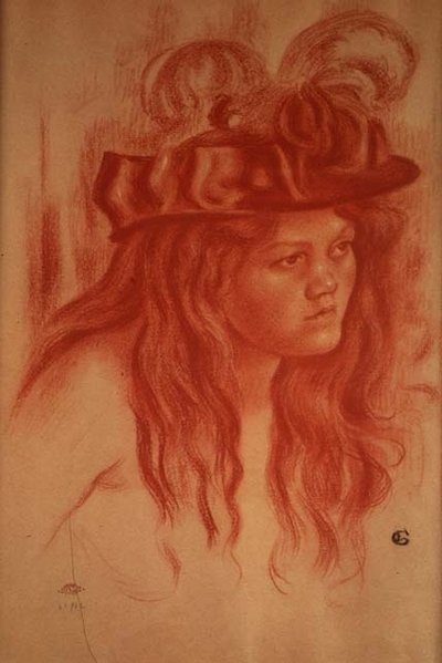 Şapkalı Genç Kız (kalem boya) by Georges Lemmen