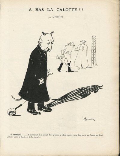 Georges Meunier'in (1869-1934) Le Panache'deki çizimi, kralcı dergi illustree, 20/01/04 - Kraliyetçilik, Din İnancı - Combes Emile, Şeytan - Hayvanlaştırma by Georges Meunier