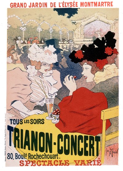 Paris kabaresi Elysee Montmartre bahçesindeki Trianon konserindeki gösteriler için poster, 1900 c. by Georges Meunier