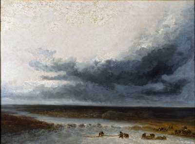Bir Nehrin Ağzında Balıkçılarla Manzara, 19. Yüzyılın Başları by Georges Michel