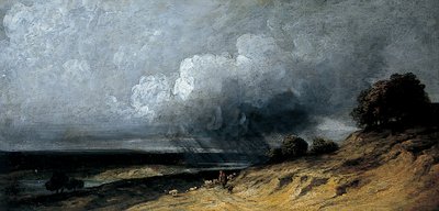Montmartre Üzerindeki Fırtına, yaklaşık 1763 - 1843 (kağıt üzerine yağlı boya) by Georges Michel