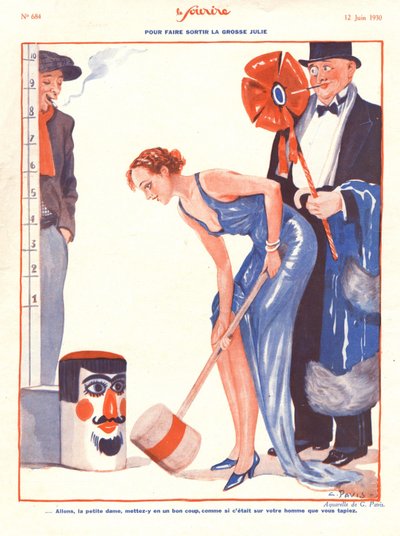 'Le Sourire'den bir çizim, Haziran 1930 (renkli lito) by Georges Pavis