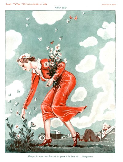 Hafta sonu, 'La Vie Parisienne'den illüstrasyon by Georges Pavis