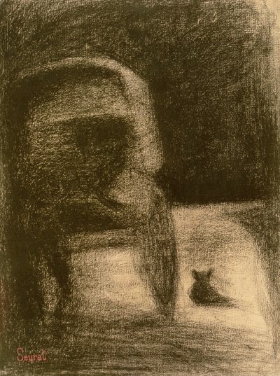 Araba ve Köpek, c.1882-84 (Kağıt üzerinde Conté pastel boya) by Georges Seurat