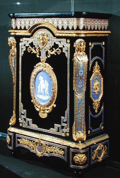 ಸೈಡ್‌ಬೋರ್ಡ್, c.1855 (ಎಬೊನಿ, ಕಂಚು ಮತ್ತು ಬಣ್ಣದ ದಂತಕವಚ) ಟರ್ಕ್ by Georges and Legost Achille (fl.1855) Monbro