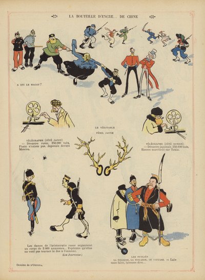 Rus-Japon Savaşı üzerine hiciv. Le Rire için İllüstrasyon by Georges d 1878 1937 Ostoya