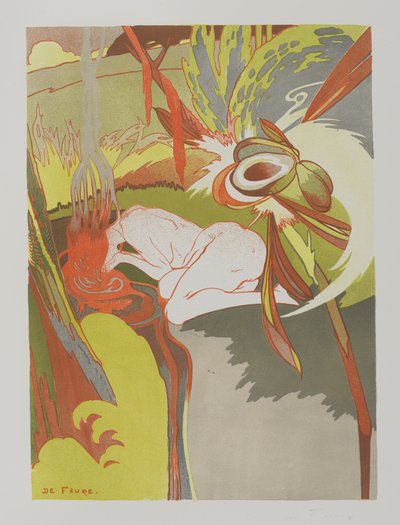 La Source du Mal, 1894 (dokuma kağıt üzerine renkli lito) by Georges de Feure