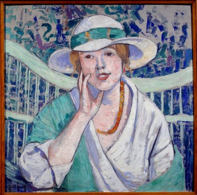 Beyaz ve Yeşil Şapkalı Kadın Portresi Georgette Agutte (1867-1922) 1914 Grenoble, Musee des Beaux Arts by Georgette Agutte