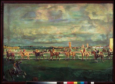 At yarışı (Binicilik) - Georgi Bogdanovich Yakulov (1884-1928), ahşap üzerine yağlı boya tablo by Georgy Bogdanovich Yakulov