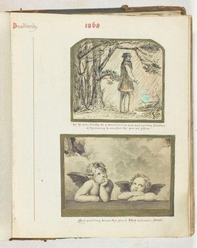 İsimsiz [yağmurdaki adam ve iki melek], 1868. by Georgina Cowper