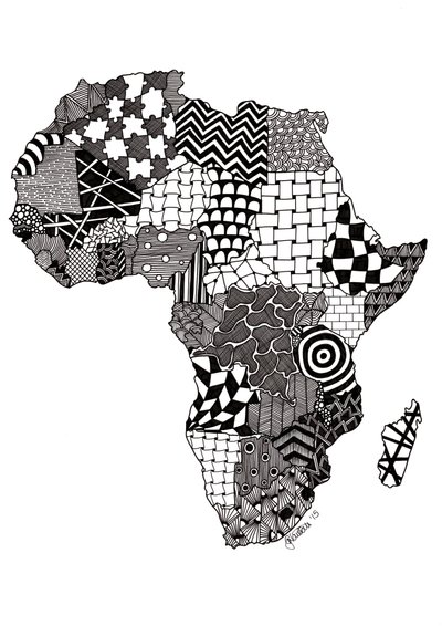 Afrika, 2015 (bristol tahta üzerine mürekkep) by Georgina Naisbitt