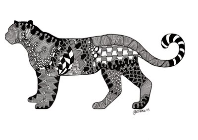 Leopar, 2015 (bristol tahta üzerine mürekkep) by Georgina Naisbitt