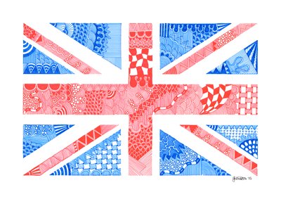 Union Jack, 2015 (bristol tahta üzerine mürekkep) by Georgina Naisbitt