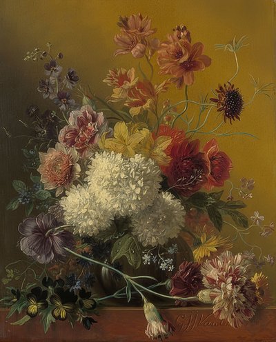 Çiçeklerle natürmort by Georgius Jacobus Johannes van Os