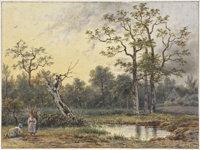 İki toplayıcı ile manzara by Georgius Jacobus Johannes van Os