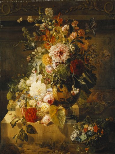 Vazoda Gül, Convolvuli, Karanfil, Gülhatmi, Şakayık, Leylak ve Diğer Çiçekler, by Georgius Jacobus Johannes van Os