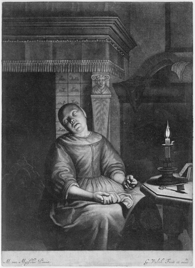 Kucağında İğne Oyası Olan Uyuyan Kız, 17. Yüzyıl Sonu ve 18. Yüzyıl Başı. by Gerald Valck