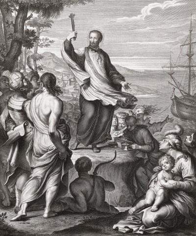 Aziz Francis Xavier vaaz veriyor. (Yazdır) by Gerard (after) Edelinck