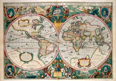 Dünya Haritası, Amsterdam 1633 by Gerard (after) Mercator