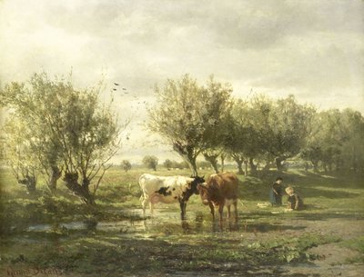 Bir su birikintisi, inekler by Gerard Bilders (signed by artist)