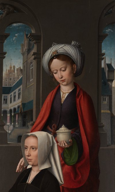Mesih'in Vaftizi'nin dış panelinin detayı, c.1502-08 (panel üzerine yağlı boya) by Gerard David