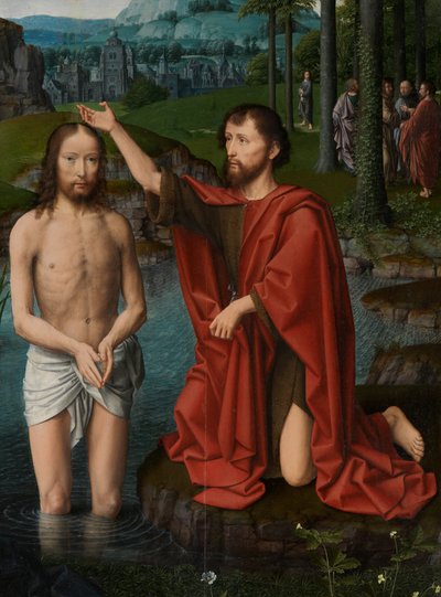 Mesih'in Vaftizi'nin orta panelinin detayı, c.1502-08 (panel üzerine yağlı boya) by Gerard David