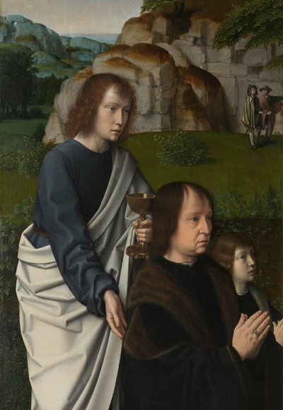 İsa'nın Vaftizi'nin sol panelinin detayı, c.1502-08 (panel üzeri yağlı boya) by Gerard David