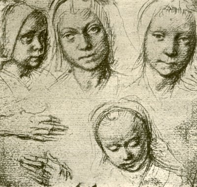 Bir Genç Kızın Dört Başı ve İki El, c1500-1505, 1908. by Gerard David
