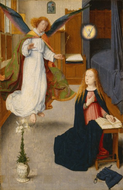 Müjde, c.1490 (meşe panel üzerine yağlı boya) by Gerard David