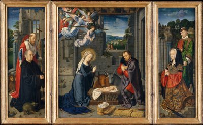 Bağışçılar ve Azizler Jerome ve Leonard ile Doğuş, yaklaşık. 1510-15. by Gerard David