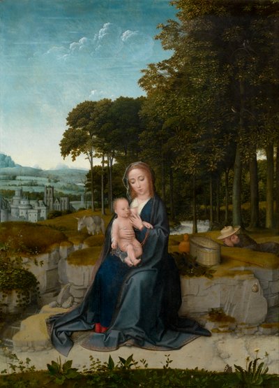 Kalanlar Mısır'a Uçuşta (panel üzerine yağlıboya) by Gerard David