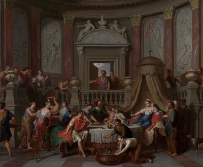 Kleopatra Ziyafeti, c.1700 (tuval üzerine yağlı boya) by Gerard Hoet