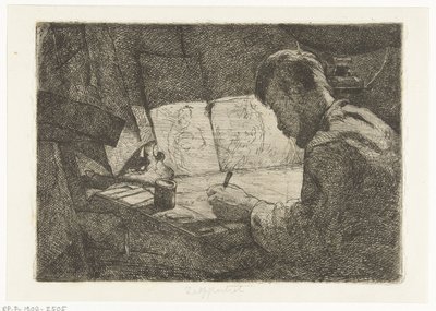 Çizim tahtasının arkasında kendi kendine portre by Gerard Jan Bos