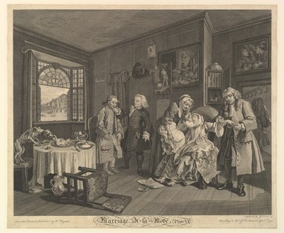 Evlilik A-la-Modu, Levha VI, 1 Nisan 1745. by Gerard Jean Baptiste Scotin