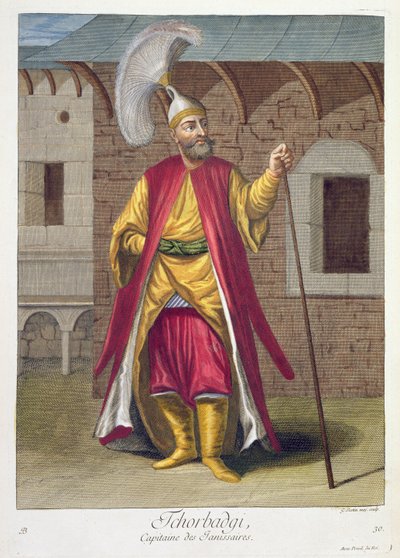 Tchorbadji, yeniçerilerin kaptanı, 18. yüzyıl by Gerard Jean Baptiste Scotin