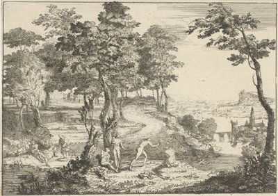 Yıkananlar ve balıkçılar ile manzara by Gerard Melder