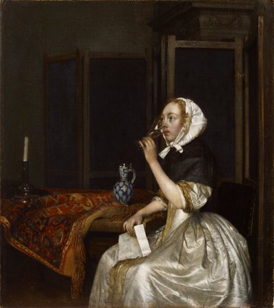 Şarap Kadehi Tutan Kadın, yaklaşık 1665. by Gerard Ter Borch the Younger