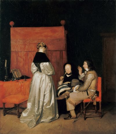 The Gallant Conversation The Paternal Admonition, yaklaşık 1654. by Gerard Ter Borch the Younger