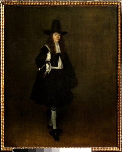 Gerard Ter Borch (1617-1681) tarafından Siyah Tablodaki Adam Portresi 17. Yüzyıl Güneşi. 0,67x0,53 m Paris, musee du Louvre - Siyahlı bir adamın portresi. Gerard Ter Borch