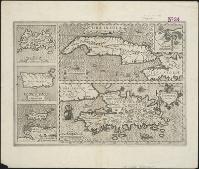 Küba Insula ; Hendrik Hondius tarafından kazınmış Hispaniola Insula, 1633 by Gerard after Mercator