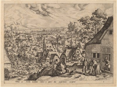 Tobias Geliniyle Eve Dönüyor by Gerard de Jode after Hans Bol