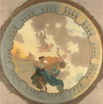 Ana tasvir olarak Diana ve arkadaşları ile bir tavan resminin parçası (orta kısım) by Gerard de Lairesse